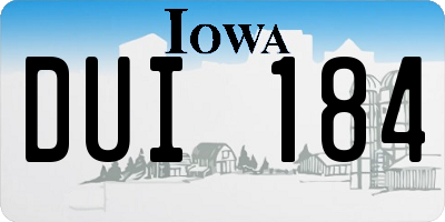 IA license plate DUI184
