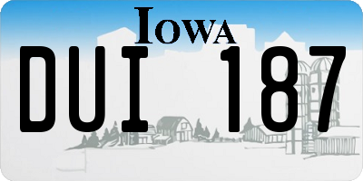 IA license plate DUI187