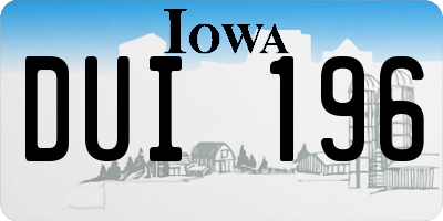 IA license plate DUI196