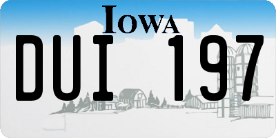 IA license plate DUI197