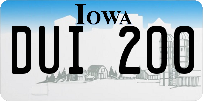 IA license plate DUI200
