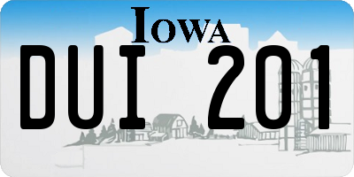 IA license plate DUI201