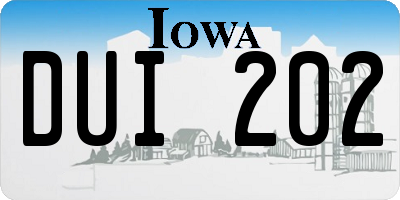 IA license plate DUI202