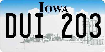 IA license plate DUI203