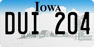 IA license plate DUI204