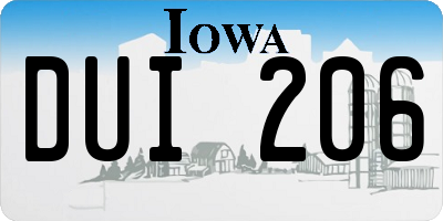 IA license plate DUI206