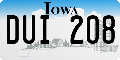 IA license plate DUI208