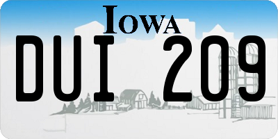 IA license plate DUI209