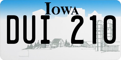 IA license plate DUI210