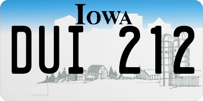 IA license plate DUI212