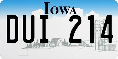 IA license plate DUI214