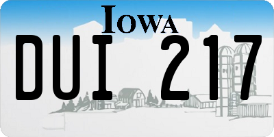IA license plate DUI217