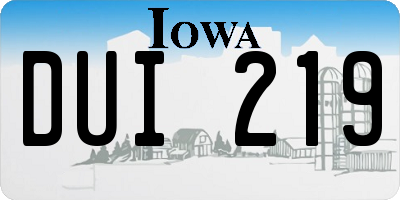 IA license plate DUI219