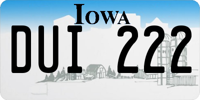 IA license plate DUI222