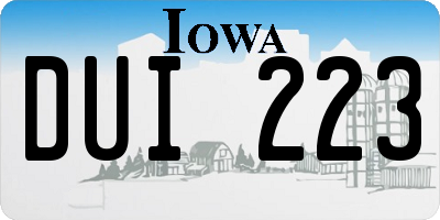 IA license plate DUI223