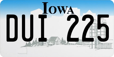 IA license plate DUI225