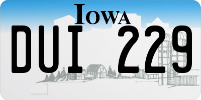 IA license plate DUI229