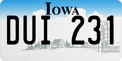 IA license plate DUI231