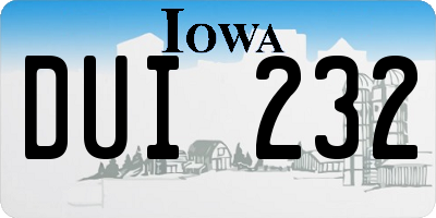 IA license plate DUI232