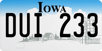 IA license plate DUI233