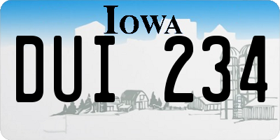 IA license plate DUI234