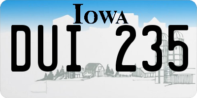 IA license plate DUI235