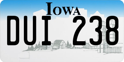 IA license plate DUI238