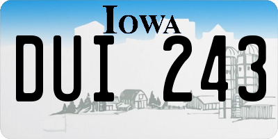 IA license plate DUI243