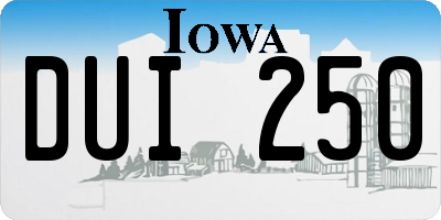 IA license plate DUI250