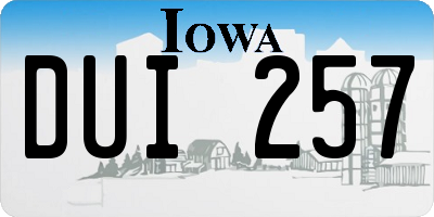 IA license plate DUI257