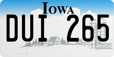 IA license plate DUI265