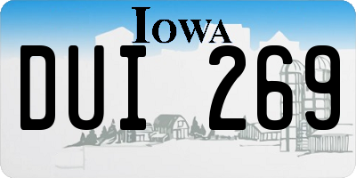 IA license plate DUI269