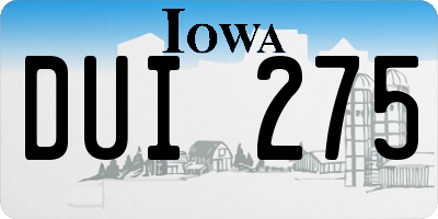 IA license plate DUI275