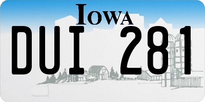 IA license plate DUI281