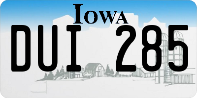 IA license plate DUI285