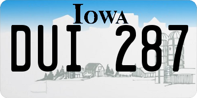 IA license plate DUI287