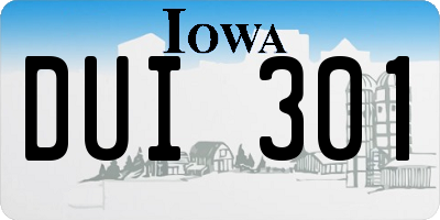 IA license plate DUI301