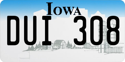 IA license plate DUI308