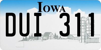 IA license plate DUI311