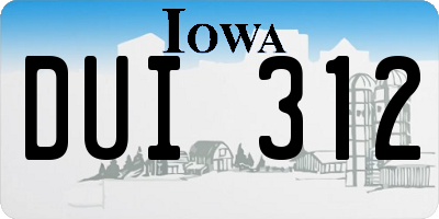 IA license plate DUI312