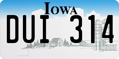 IA license plate DUI314