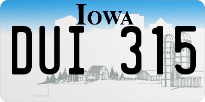 IA license plate DUI315