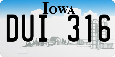 IA license plate DUI316