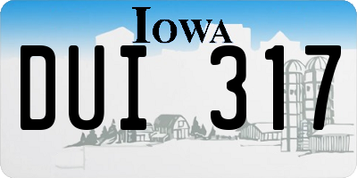 IA license plate DUI317