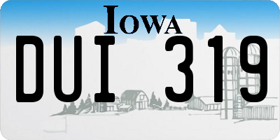 IA license plate DUI319