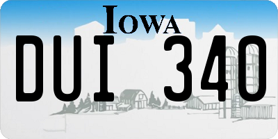 IA license plate DUI340