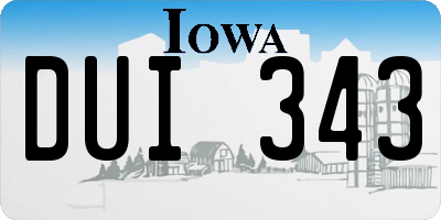 IA license plate DUI343