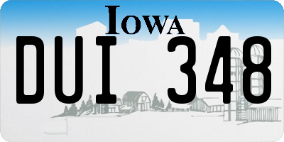 IA license plate DUI348