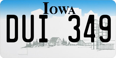 IA license plate DUI349
