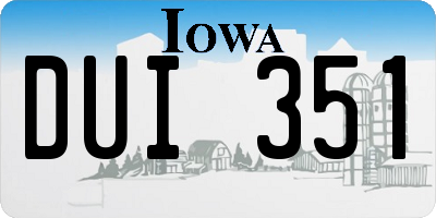 IA license plate DUI351
